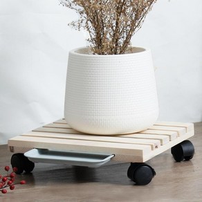 포근라이프 사각 물받침 이동식 화분 받침대 원목 우드 사각형 정사각대형, 라이트 3호 35x35CM (바퀴 4개), 4개
