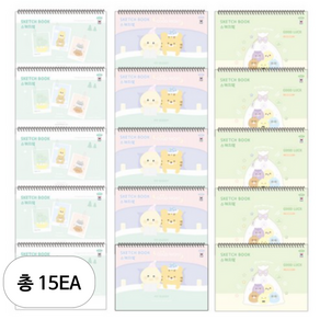 펜피아 2 000 스케치북 공용 랜덤 발송, 345 x 250mm, 14매, 15개