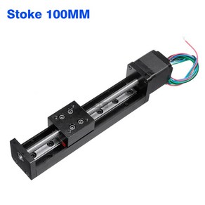 T형 CNC 슬라이딩 테이블 레일 선형 스테이지 이송 가이드 플랫폼 스텝퍼 모터 드라이브 키트 미니 슬라이드 테이블 XYZ 축 테이블, 2mm pitch_100mm Stoke, 100mm Stoke, 1개