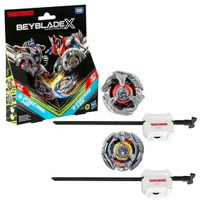 Beyblade X Transformers Collab 옵티머스 프라이멀 3-60F vs. 스타스크림 3-80N 멀티팩 세트 탑 2개 및 발사기 2개 만 8세 남아 및 여아용