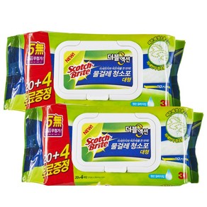 3M 스카치브라이트 물걸레 청소포 더블액션 플러스 대형 리필 40매 + (8매)