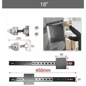 옷장 접이식 캐비닛 스윙용 문짝 플러그인 슬라이드 레일 힌지 숨겨진 스윙 트랙, 8. 18 inch, 1개