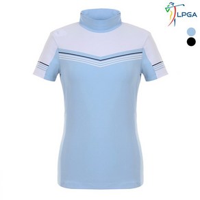 LPGA 여성 STRIPE 배색포인트 반짚업 티셔츠 L192TS529P