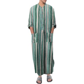 무슬림 드레스 무슬림 의류 eid 중동 jubba thobe w/ pockets 긴 소매 무슬림 가운 caftan 무슬림 드레스, 녹색, M