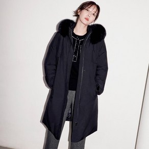 베스띠벨리 23F/W 퍼 후드 덕 다운 벨티드 롱 코트 BHH2626BK