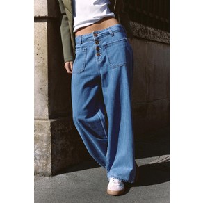 [국내발송] ZARA 여성 JEANS Z1975 CULOTTE 하이웨이스트 버튼 - 라이트 블루 323299