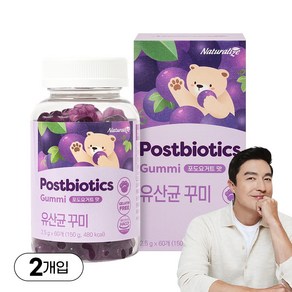 네추럴라이즈 100억 마리 유산균 키즈 꾸미 포도요거트맛, 60정, 2개