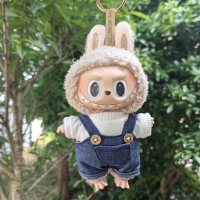 15cm 17cm 30cm 라부부 Labubu 인형옷 투피스 데님 멜빵 작업복 세트