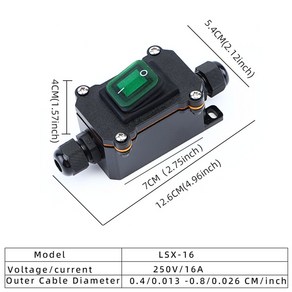 자동차 스위치 차량 스위치 야외 방수 중간 전원 선박 유형 단추 전기 12 V 24V 16 30A, Double hole 4-8MM, 1개