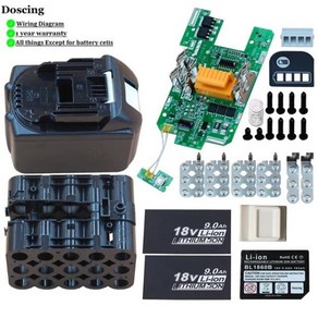 Doscing BL1890 리튬 이온 배터리 케이스 방전 및 보호 회로 기판 Makita 18V, [02] 1 SET