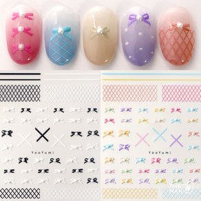 [더네일샵] 진주리본네일스티커 2종 (to3183), 01. 블랙+화이트, 1개, 블랙&화이트