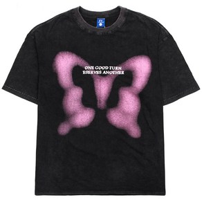 스타일베이직 Pink butterfly 워싱블랙 남성 남자 free size 반팔티