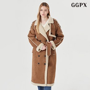 GGPX 양털 스웨이드 벨티드 무스탕 코트 (GODJH012D)