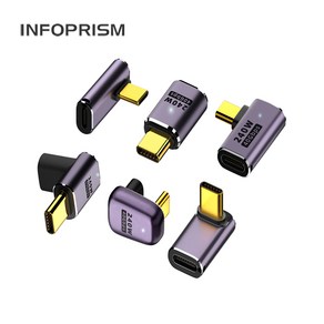 INFOPRISM / LED 점등 USB 4.0 C타입 PD 240W 40Gbps 썬더볼트 각도 변환 꺾임 젠더 90도 180도 L형 U형 ㄱ형 IA-929