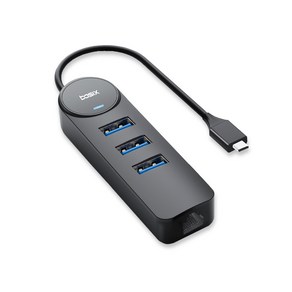 베이식스 4in1 USB3.0 허브 + 기가비트 랜젠더 RJ45 노트북 인터넷 젠더 컨버터 연결단자C타입, BL4RC-N1(블랙), 1개