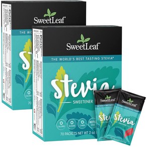 SweetLeaf 스테비아 패킷 - 제로 칼로리 분말 쓴 뒷맛 없음 케토 커피 설탕 대체품 비 GMO 감미료 패킷 70개(2팩), SweetLeaf 스테비아 패킷 70개(2팩) - 제로, 128.3g, 2개