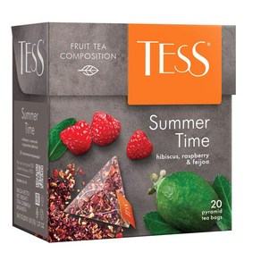 Tess Summe Time Fuit Tea Composition Hibiscus R Tess Summe Time 과일 차 구성 히비스커스 라즈베리 페이조아 잎차 피라미, 1개, 36g