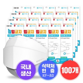 침입금지 마스크(KF-AD) 대형 100매입/비말차단용 마스크