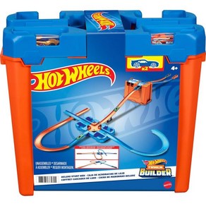 Hot Wheels 자동차 트랙 장난감 선물 생일 만들기 핫 휠 세트 빌더 플레이 25개의 부품과 164 스케일 차량이 포함된 디럭스 스턴트 박스아마존 독점, Playset, 1개