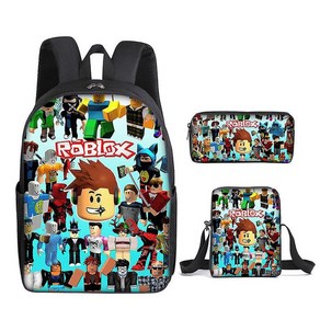 JiLouqi 3pcs / 세트 Roblox 배낭 인쇄 된 Satchel 학교 가방 연필 가방 메신저 가방