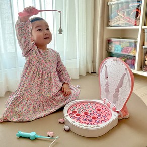베비몽 빙글빙글 하마 낚시 놀이 어린이집 아기 유아 자석 물고기 장난감, 핑크