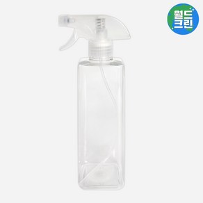 월드크린 투명 분무기 사각 500ml 세트 다용도 스프레이 공병