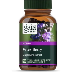 Gaia 허브 가이아 비텍스 베리 캡슐 호르몬 균형과 출산력 지원, 60 Count (Pack of 1), 60정, 1개