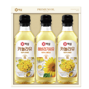 백설 프리미엄 오일선물세트 14호 - 카놀라유 2개 해바라기씨유 1개, 500ml