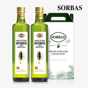 소르바스 해바라기씨유 500ml 2병 오일선물세트, 단품, 단품, 1세트