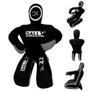 DALLX MMA 그래플링 더미 BBJ 레슬링 브라질 주짓수 펀칭백 유도 가라데 던지는 복싱과 싸움 자기 방어 앉은 자세 미충전 (블랙 그레이 15.2 cm), Black Gey