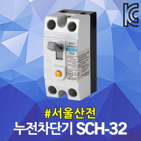 서울산전 누전 차단기 SCH-32 15A 20A 30A 국산 ELB ELCB 2P 2.5kA 30AF 누전용차단기 누전차단기 배전반 배전함 분전반 분전함 가정용 산업용