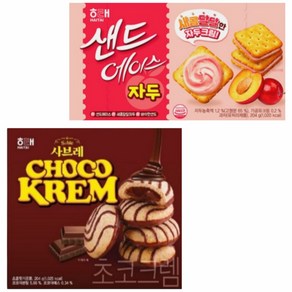 해태 사브레 초코크렘 +샌드에이스 자두, 204g, 1개