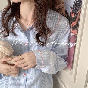[인기/당일발송]사계절 긴팔 스트라이프 수면 여성 잠옷 홈웨어 파자마 세트