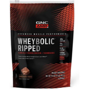 GNC 웨이볼릭 Ripped 파우더 493g 초콜릿 퍼지 맛 프로틴, 1개