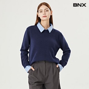 BNX 베이직 셔츠 레이어드 배색 긴팔 니트 BW3KP008L0