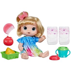 Baby Alive Fuity Sips 인형 사과 만 3세 여아용 장난감 30.5cm(12인치) 아기 인형 세트 음료 및 습식 역할 착즙기 이상 아동용 금발 머리 1, 1개