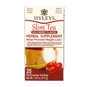 Hyleys Tea Slim Tea Goji Bey 25 Foil Envelope Tea Bags 1.32 oz (37.5 g) 2팩, 37.5g, 2개