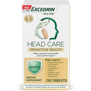 Excedrin 마그네슘 리보플라빈 비타민 B6 엽산 B12가 함유된 엑세드린 헤드케어 프로액티브 건강 매일 머리 건강과 편안함을 지원하는 식이보충제 – 110 카운트