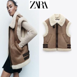 자라 양털 두꺼운 무스탕 조끼 zara