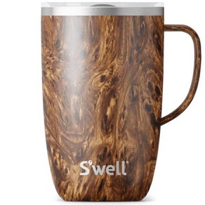 스웰 SWELL 스텐 트래블 머그 티크우드 물통 보온 보냉 텀블러, 1개