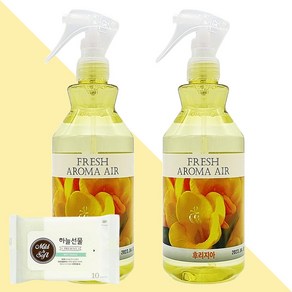 산도깨비 후레쉬 아로마 에어 방향제 후리지아 380ml 2개(+하늘선물 물티슈 10매), 2개