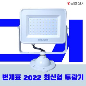 금호전기 번개표 LED투광등 30W 50W 투광기 화이트 슬림형 사각 투광등 방수등급 IP65, 전구색(오렌지빛), 1개