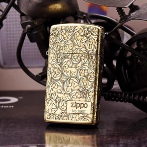 Dang Gass Slim Zippo Lighte 당잔디 자개 패턴 골드 정품 슬림 지포 라이터 ZAD-2092