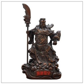 소품War of God Guan Yu 레진 공예 관공 동상 조각 부의 신 부처님 이미지 책상 거실 사무실 홈 장식 선