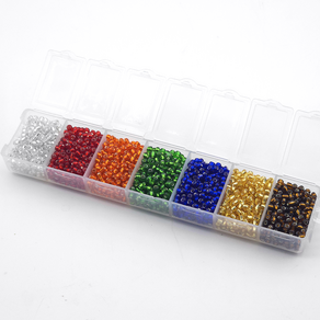 시드 비즈 공예 재료 세트 DIY 키트 2mm 3mm 4mm 꽃반지 팔찌 만들기, 사각 7칸, 3mm 투명실버, 1개