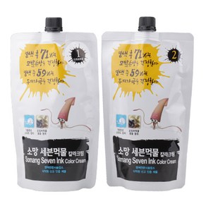 소망 세븐먹물 칼라크림(오징어먹물 참숯함유) 1제400ml2제400ml 염모제, [블랙]Black, 1개