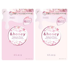 한정 디자인 사쿠라 2024 Limited &honey 앤드하니- 픽시- 모이스트 실키- 백앵 샴프- 트리트먼트 리필 페어 세트  샴프 컨디셔너, 1개