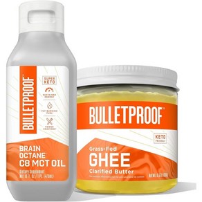 Bulletpoof Bain Octane C8 MCT Oil Non-GMO 코코넛 플러스 풀 먹인 Ghee Bundle 지속적인 에너지를 위한 케토 보충제 식, 1개