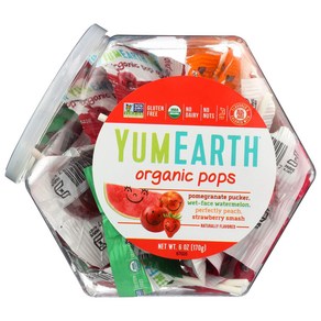 YumEath Oganic Fuit Lollipops 6 Ounce Containe YumEath 유기농 과일 롤리팝 6온스 용기, 170g, 1개