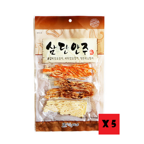 서울지앤비 오징어 삼단안주[버터맛 불갈비맛 맥반석] 50g 맥주안주 마른안주 혼술안주, 5개
